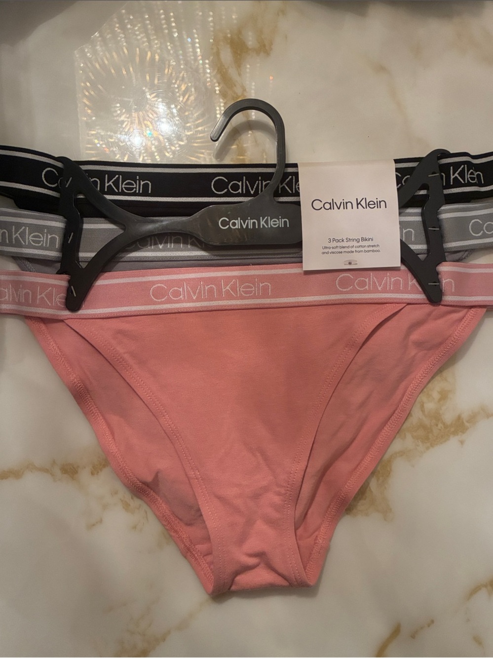 Calvin Klein Girls' Pink Bikini Brief with Logo Waistband - 3 Pack Look